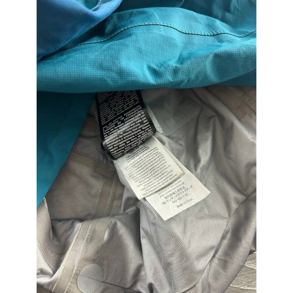RAB Downpour Eco Womens Blue Waterproof Windbreaker Jacket Hooded Size Large